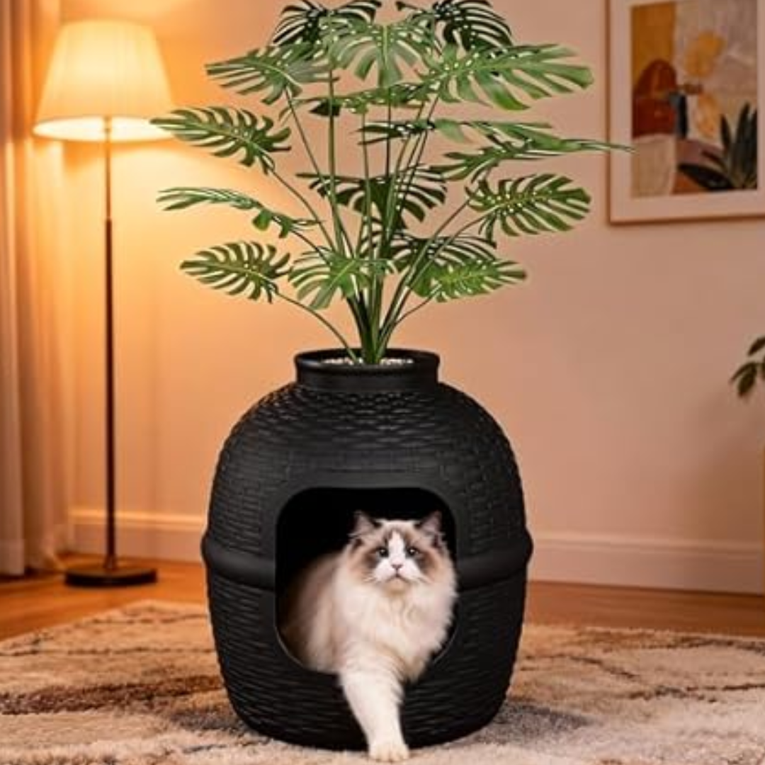 Rattan Hidden Cat Litter Box w/Planter