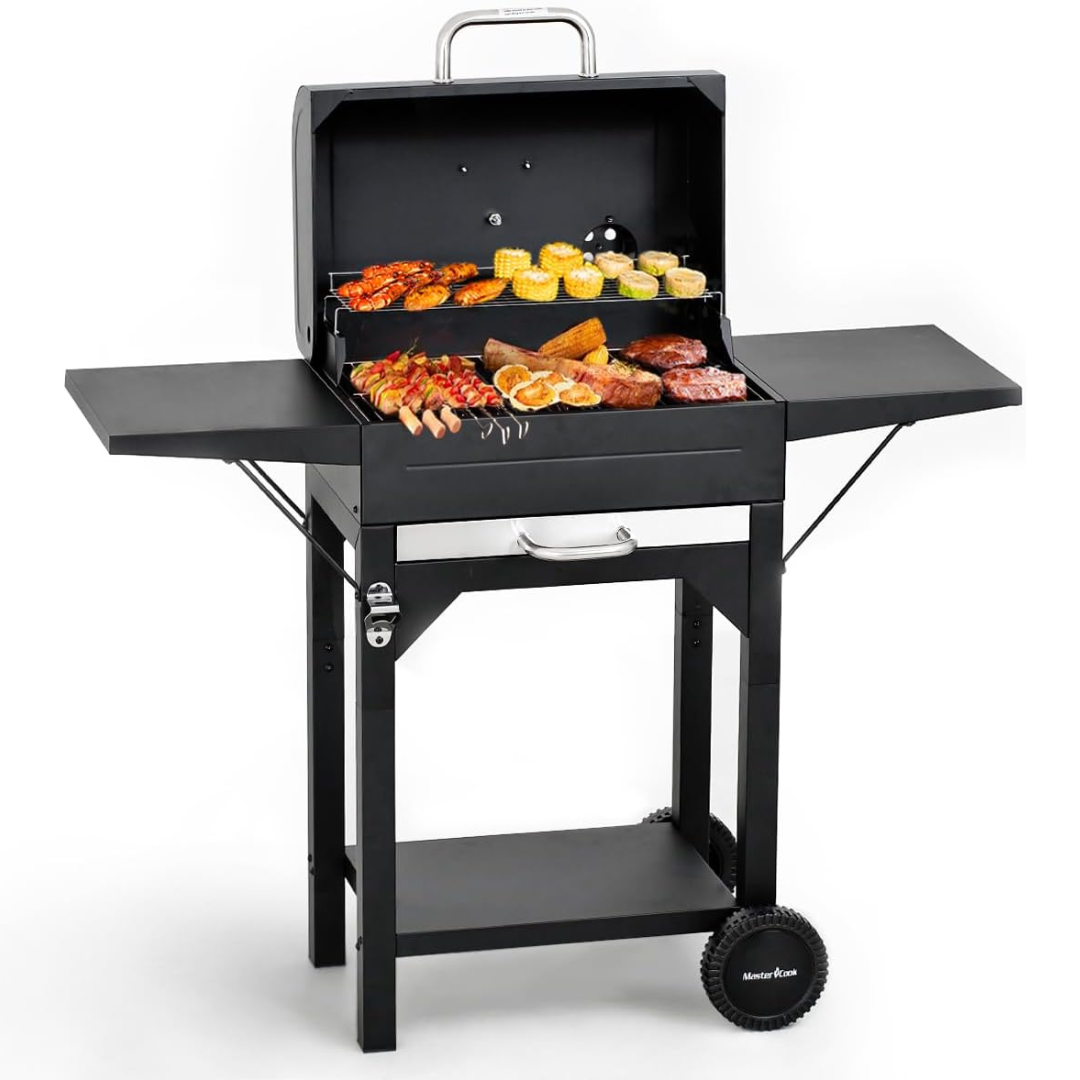 Master Cook Charcoal Grill w/ Two Side Tables
