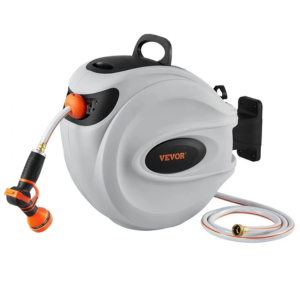 Retractable Wall Mounted 65' Garden Hose Reel w/Nozzle