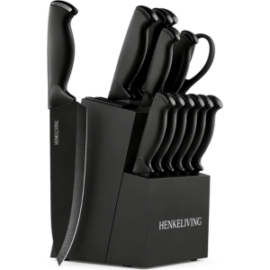 14-Piece Stainless Steel Knife Block Set w/Sharpener