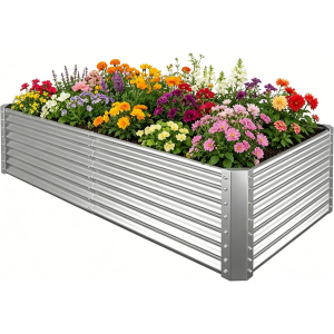 Outdoor 6' Galvanized Raised Garden Bed