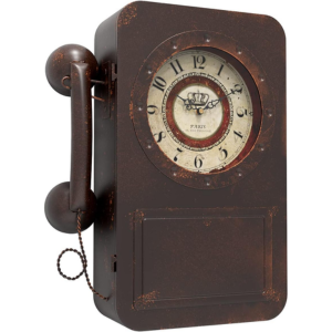 Retro Telephone Wall Clock w/Hidden Safe
