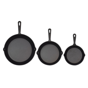 Jim Beam 3-Piece Pre Seasoned Cast Iron Skillet Set