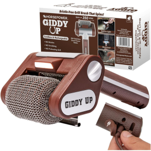 Cordless BBQ Grill Roller Cleaner w/LED Light