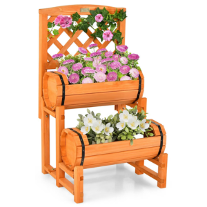 Costway 2-Tier Wood Raised Garden Bed Container