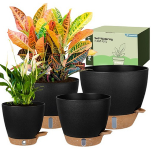 Outdoor 4-Pack Self-Watering Planters Set w/Indicator