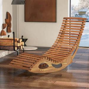 Acacia Wood Outdoor Rocking Chaise Lounge