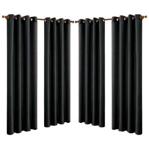 Set of 4 Faux Silk Grommet Panel Curtains