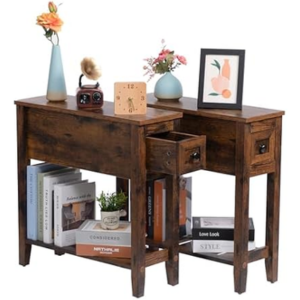 2-Pack Chairside Narrow End Table w/Drawer