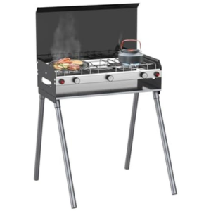 2-Burners & Grill 15,000 BTU Propane Camping Stove