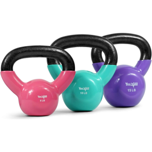 Yes4All 3-Piece Cast Iron Kettlebell Set