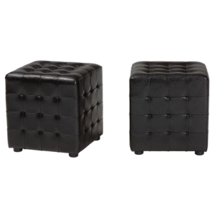Set of 2 Faux Leather Ottomans