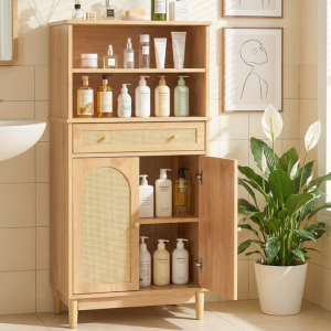 Wood Bathroom Floor Cabinet w/Drawer