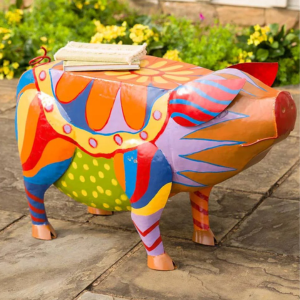 Fordbridge Folk Art Pig Metal Side Table