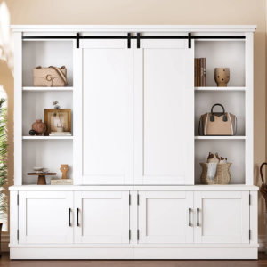 Entryway Barn Door Hall Tree w/Bench & Storage