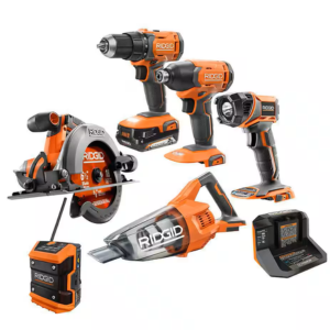 Ridgid 18V Cordless 6-Tool Combo Kit w/Battery