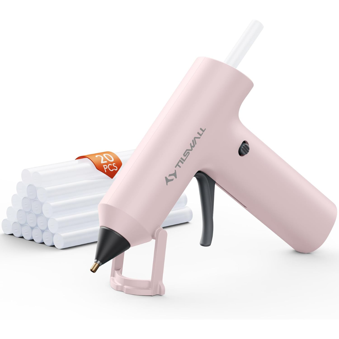 Tilswall Cordless Hot Glue Gun w/20-Glue Sticks