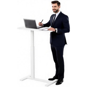 Adjustable Pneumatic Mobile Standing Desk w/Hidden Wheels