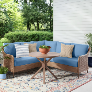 Mainstays 4-Pieces Wicker Patio Sectional Dining Set
