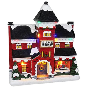 LED Musical Christmas Village Library