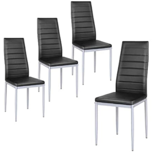 Set of 4 PU Leather Dining Chairs