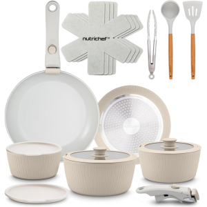 NutriChef 18-Piece Ceramic Cookware Set