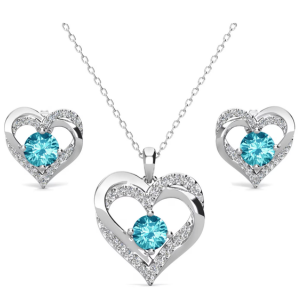 Cate & Chloe March Birthstone 18k White Gold Jewelry Set