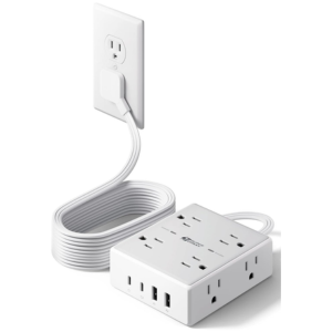 8-Outlet & 4-USB Surge Power Strip w/ 10' Plug Cord