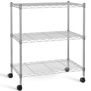 3-Shelf Heavy-Duty Rolling Wire Shelving Unit