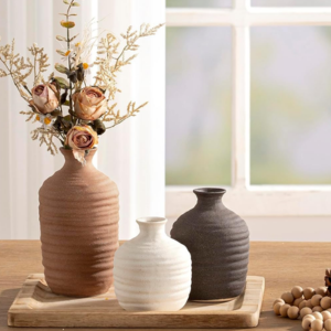 3-Piece Farmhouse Ceramic Vase Set