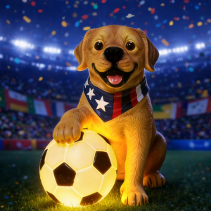 World Cup 2026 Solar Dog Garden Statue Decor
