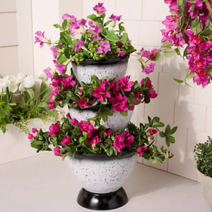 Faux Ceramic 3-Stack Speckled Planter