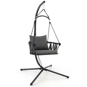 Metal Patio Swing Chair w/Stand & Cushion
