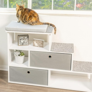 Step Window Perch Bookshelf w/Storage Baskets