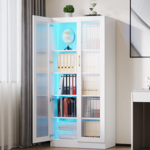 5-Tier Glass Display Cabinet w/Sensor Lights