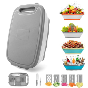 Collapsible 9-in-1 Cutting Board w/Colander