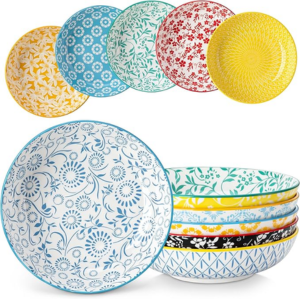 Set of 6 Porcelain Pasta Bowls