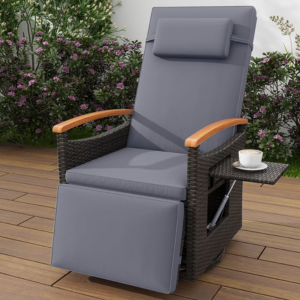 Patio 360° Swivel Rattan Lounge Recliner