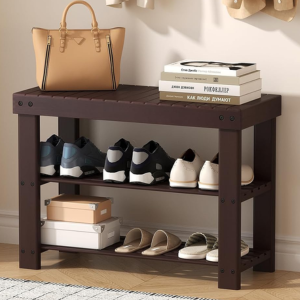 Bamboo 3-Tier Shoe Rack Bench
