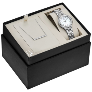 Bulova Women's Quartz Watch Necklace Set