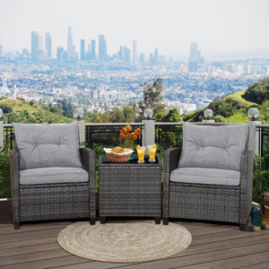 Gymax 3-Piece Patio Rattan Cushioned Sofa Set