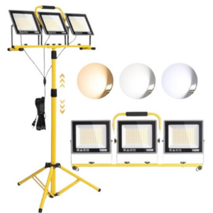 Adjustable 31000-Lumen LED Tripod 3-Head Work Lights