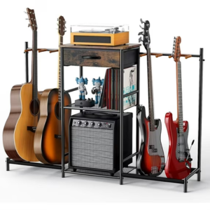 3-Tier Adjustable Guitar Rack w/Drawer