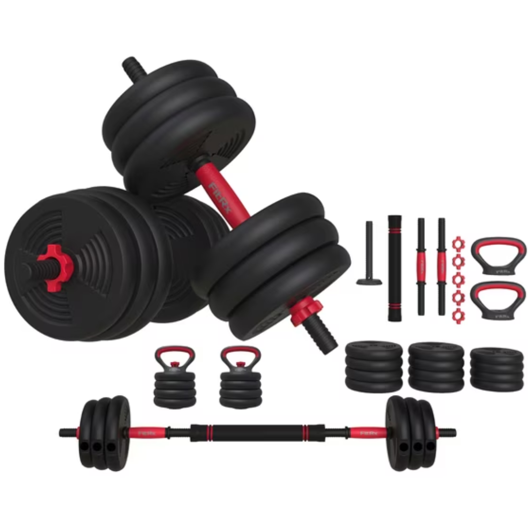 FitRx 60lb Interchangeable Dumbbell/Barbell/Kettlebell Set