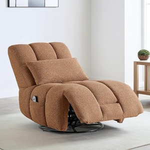 Oversized Swivel Power Recliner Chair w/ Lumbar Support