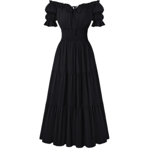 Women's Off-Shoulder Puff Sleeve Tiered Dress