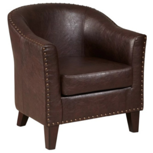 Faux Leather Galven Accent Barrel Chair