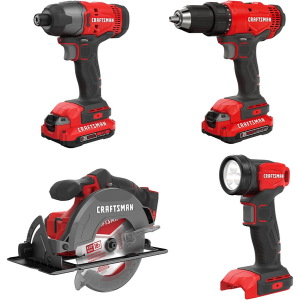 Craftsman V20 4-Tool Cordless Combo Kit w/ 2 Batteries & Charger