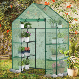 Costway 4-Tier 8 Shelves Walk In Greenhouse w/Cover