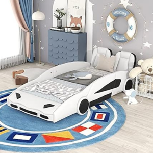 Twin Car-Shaped Platform Bed w/Backrest